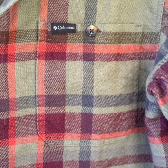 Columbia Mens Plaid Long Sleeve Button-Up Shirt L Green & Red - Picture 6 of 10